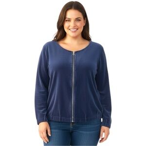 Soma Size XL Blue Velour Zip Up Sweatshirt